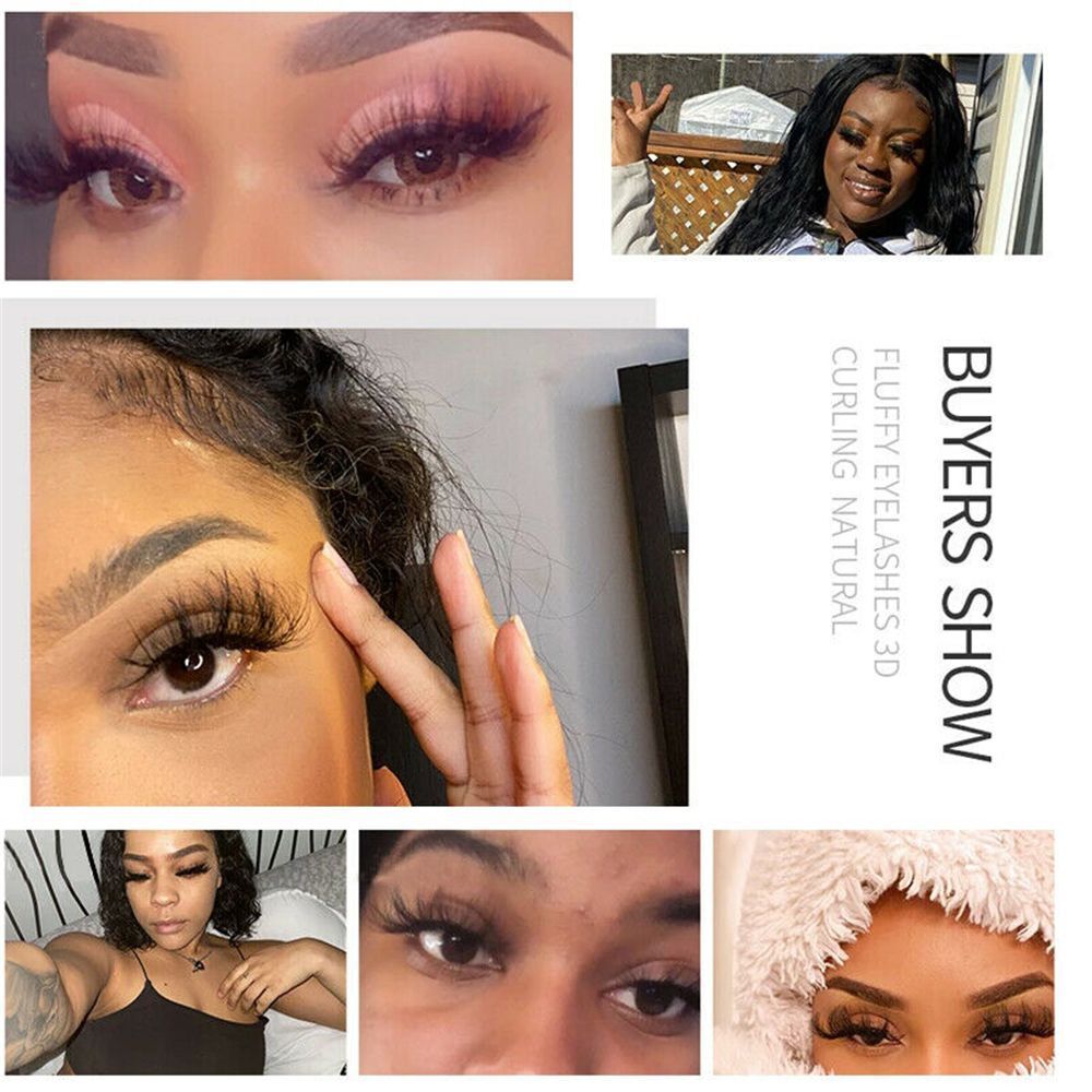 Fluffy Natural False Eyelashes Russian Strip Lashes D Curl Faux Mink Lashes