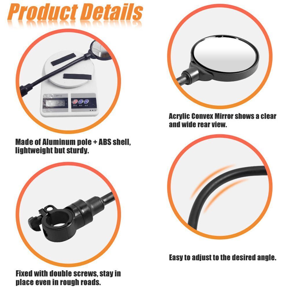 Scooter Rearview  Mirrors Cycling Rear View Handle Rearview Mirror Adjustable