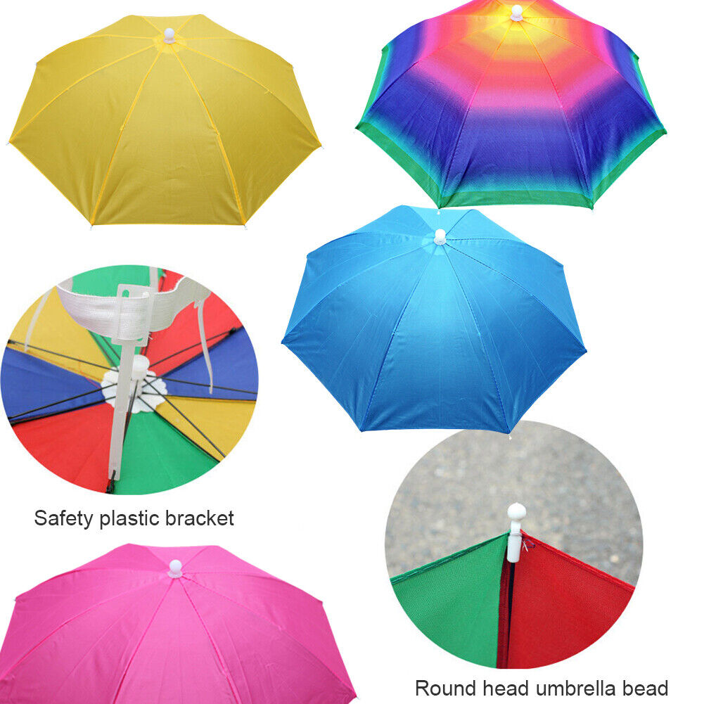 Fishing Umbrella Hat Foldable Outdoor Sun Shade Waterproof Cap (Yellow)