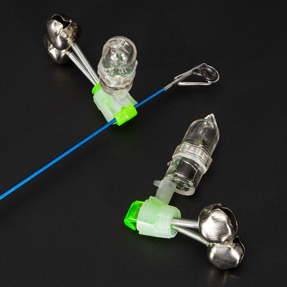5pcs Fishing Bite Alarm Night LED Fishing Rod Clamp Tip Clip with Bell Ring