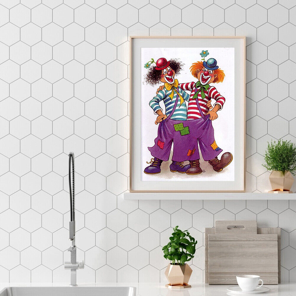Clowns 5D DIY Full Round Drill Diamond Painting Decor Rhinestones Beadwork