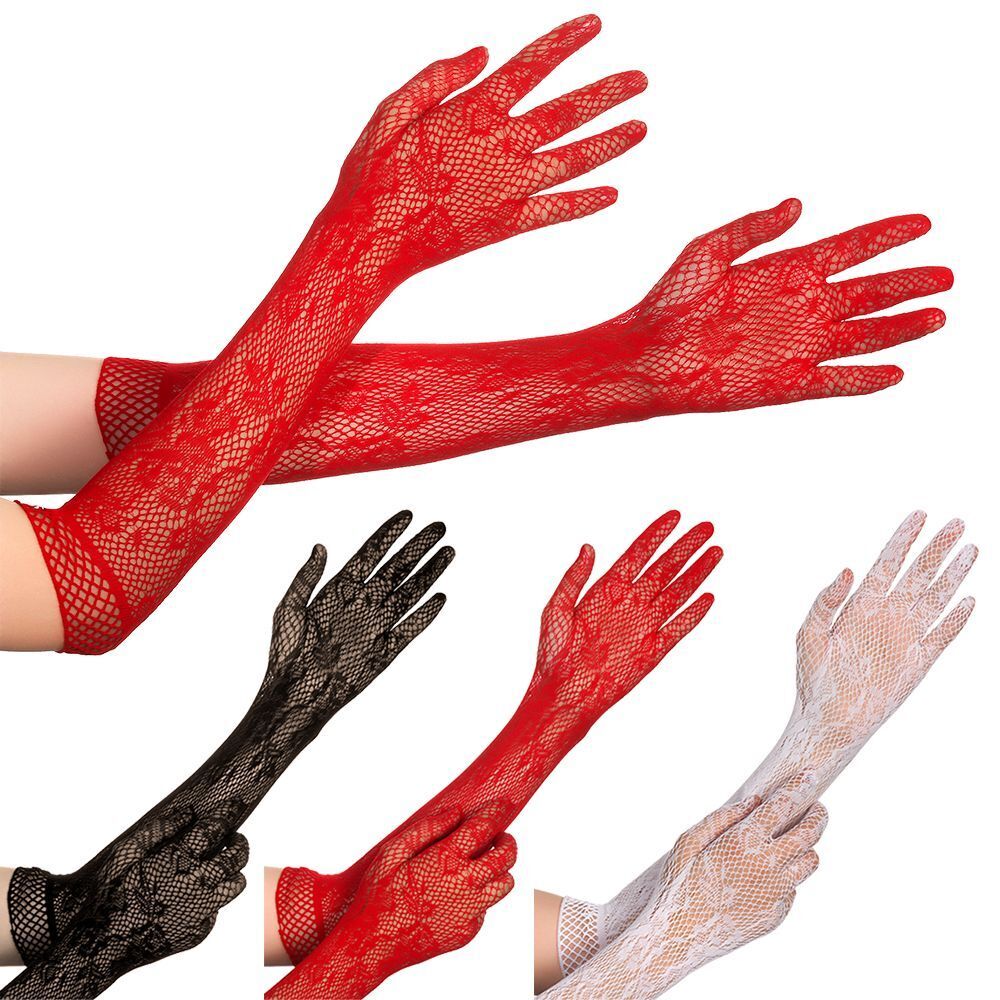 Floral Gothic Punk Mittens Christmas Halloween Gloves Lace Gloves Fancy Dress