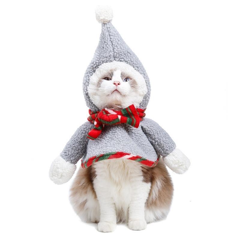 Christmas Cloak Cape with Hat for Cats Dogs Holiday Costume Photo Props