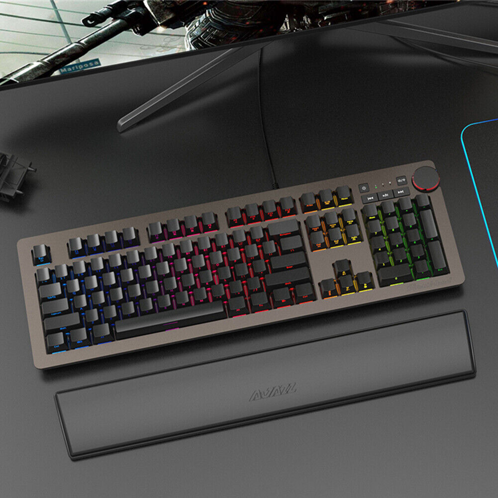 104 Keys Anti Slip Office Gaming Keyboard Wrist Rest Support Pad (Black)