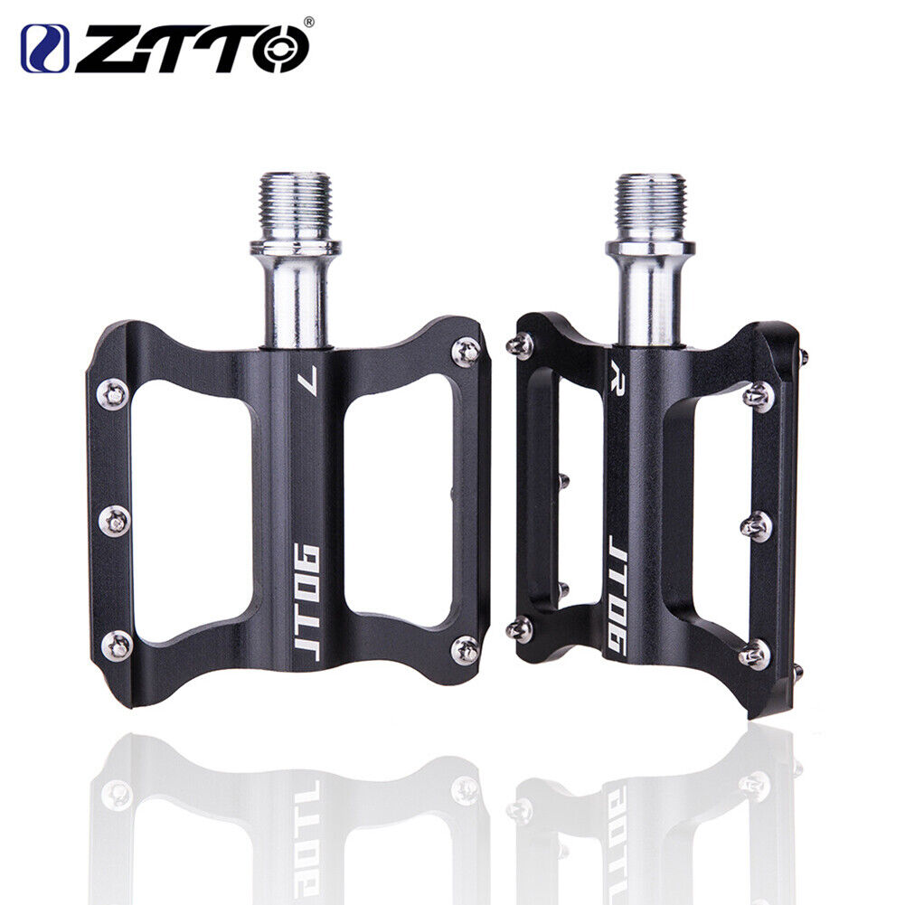 ZTTO Bicycle MTB Road Bike Smooth Bearings Anti-slip Flat Pedals (Black)