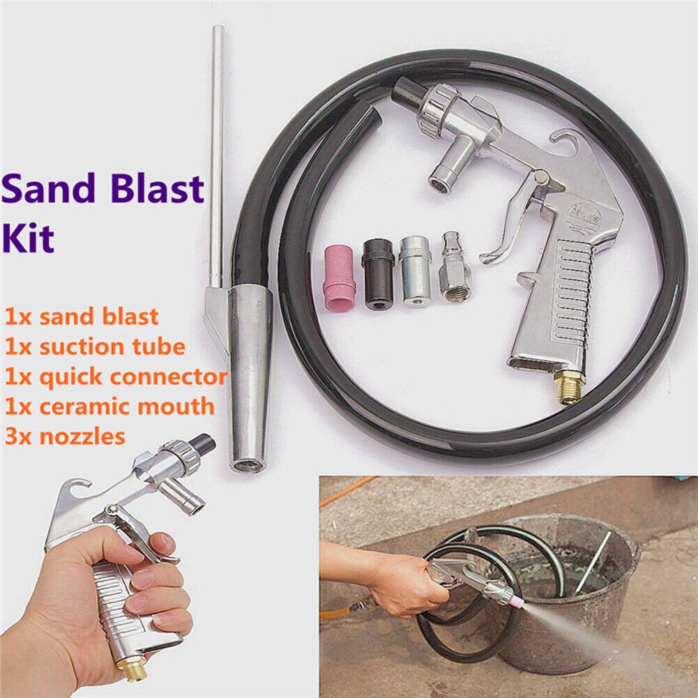 Sandblasting Spray Gun with Nozzles Pneumatic Sandblaster Power Tools Kit