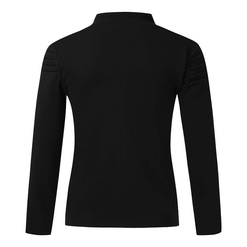 Men Fashion Autumn Winter Long-Sleeves Cardigan Zipper Tops (Black XL)