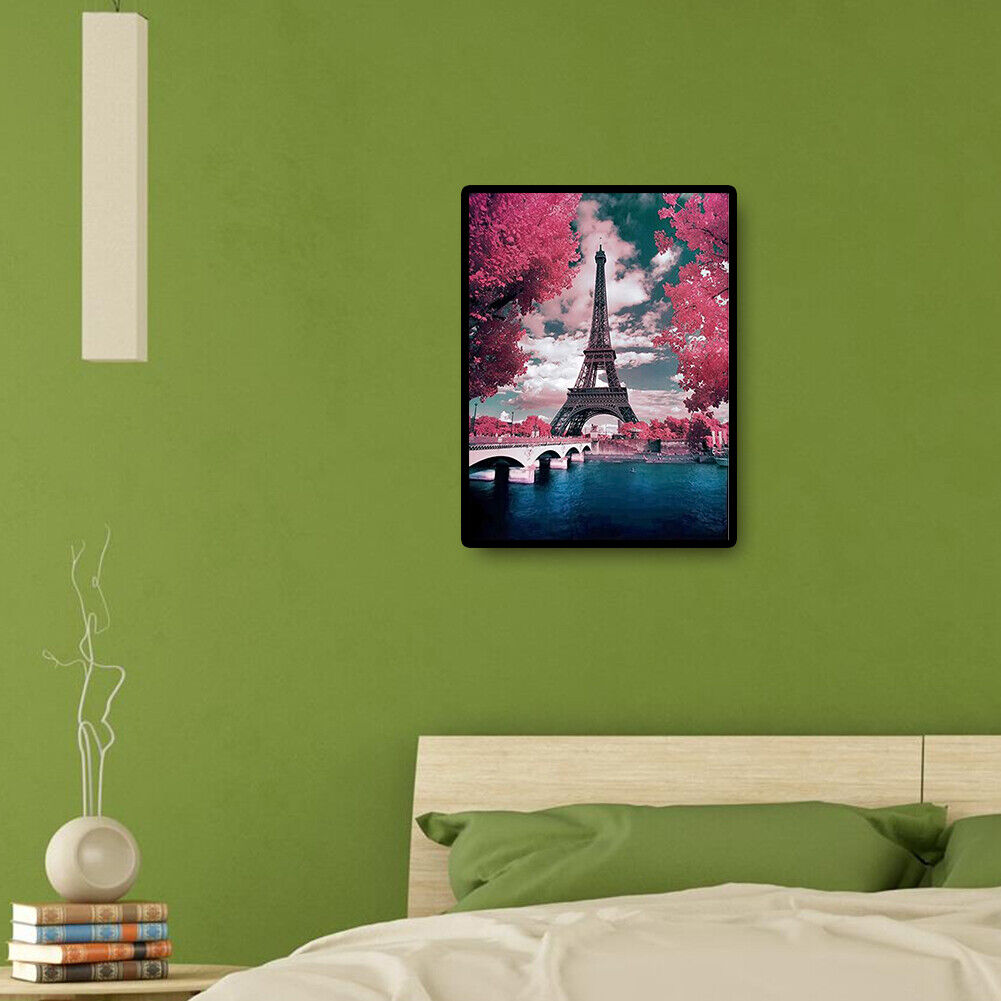 Full Square Drill Diamond Painting DIY Romantic Eiffel Tower Cross Stitch