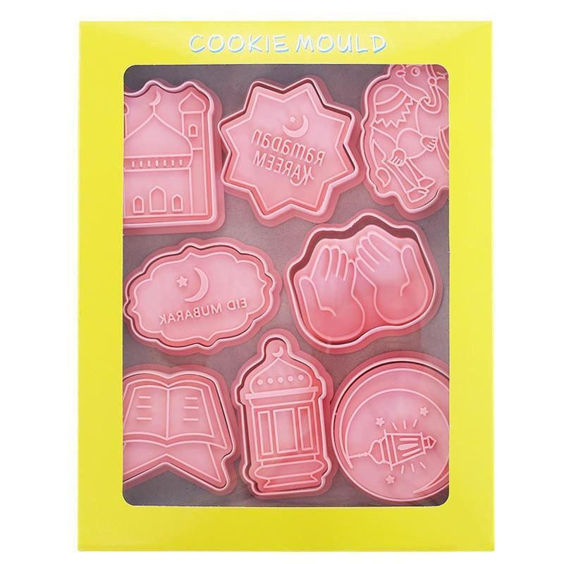 8 PCS Cookie Stamp Cookie Cutter Molds Set Plastic Material Cute DIY Cookie Mold