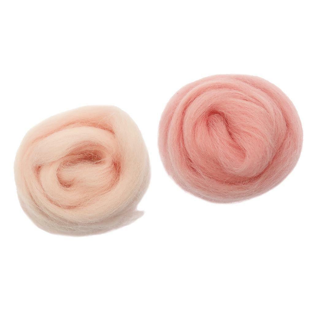 2 Pcs soft and wool Roving for Needle Felting Craft DIY 10g Pink + Light Pink