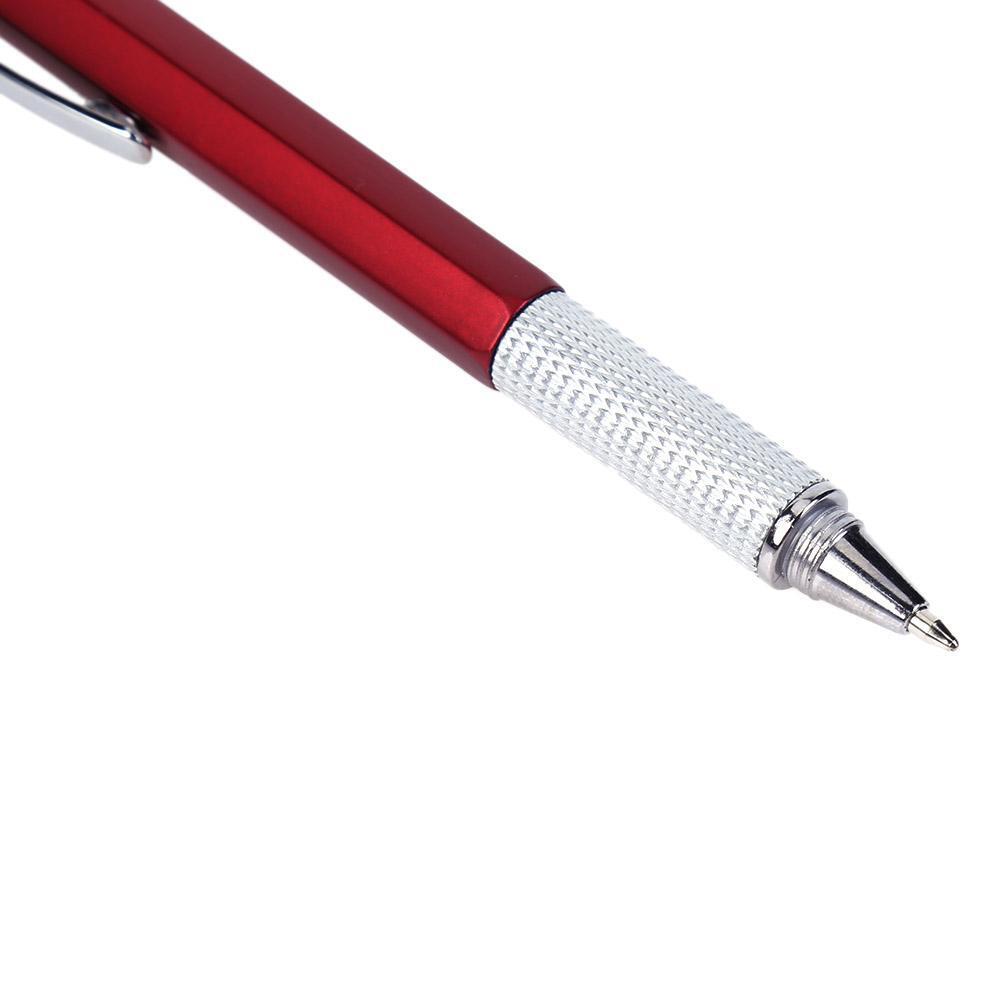 Ballpoint Pen Screwdriver Ruler Spirit Level Multifunction Pen(Red)