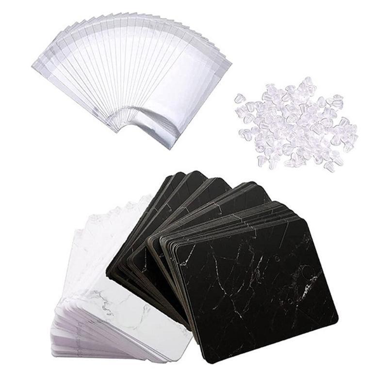 Earrings and Necklace Display Cards Marble Design Earring Display Cards Holder