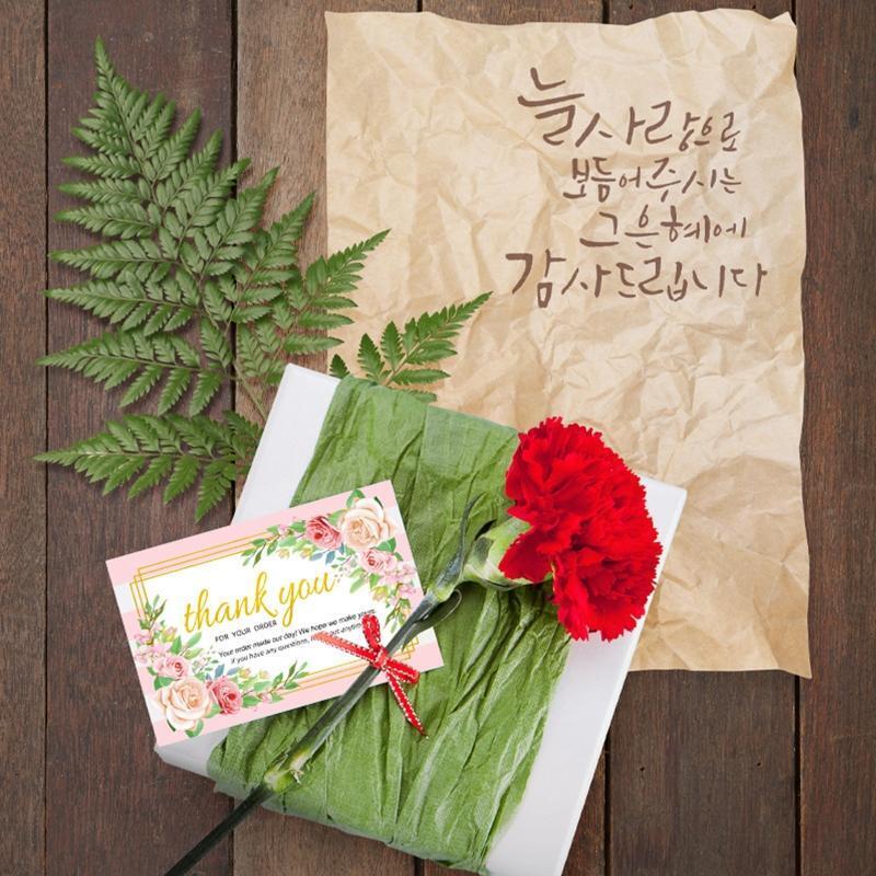 30pcs Rose Flower Thank You Cards Romantic Message Card Insert Card for Retail