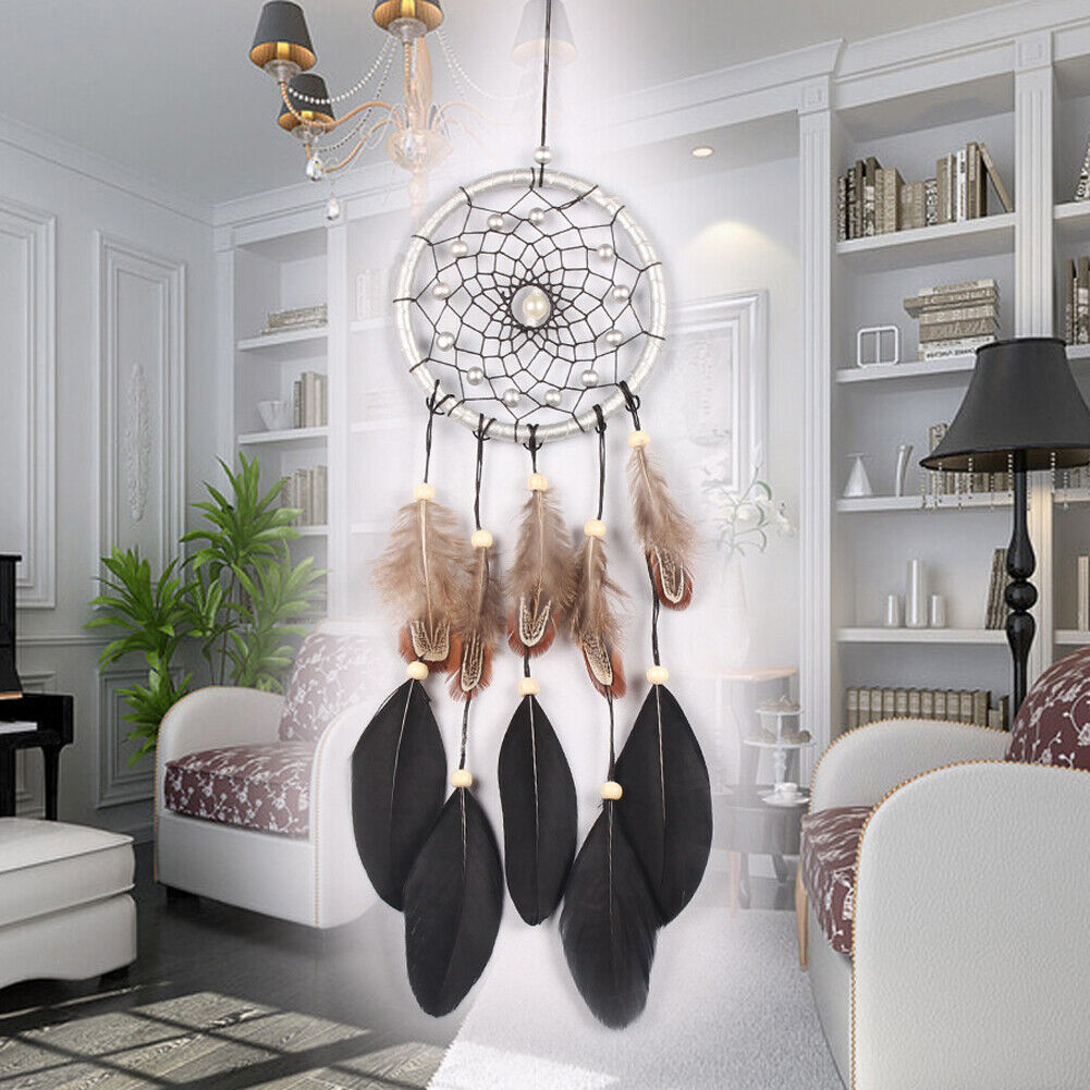 Black Feather Dream Catcher Feather Bead Wall Hanging Decor Home Decoration