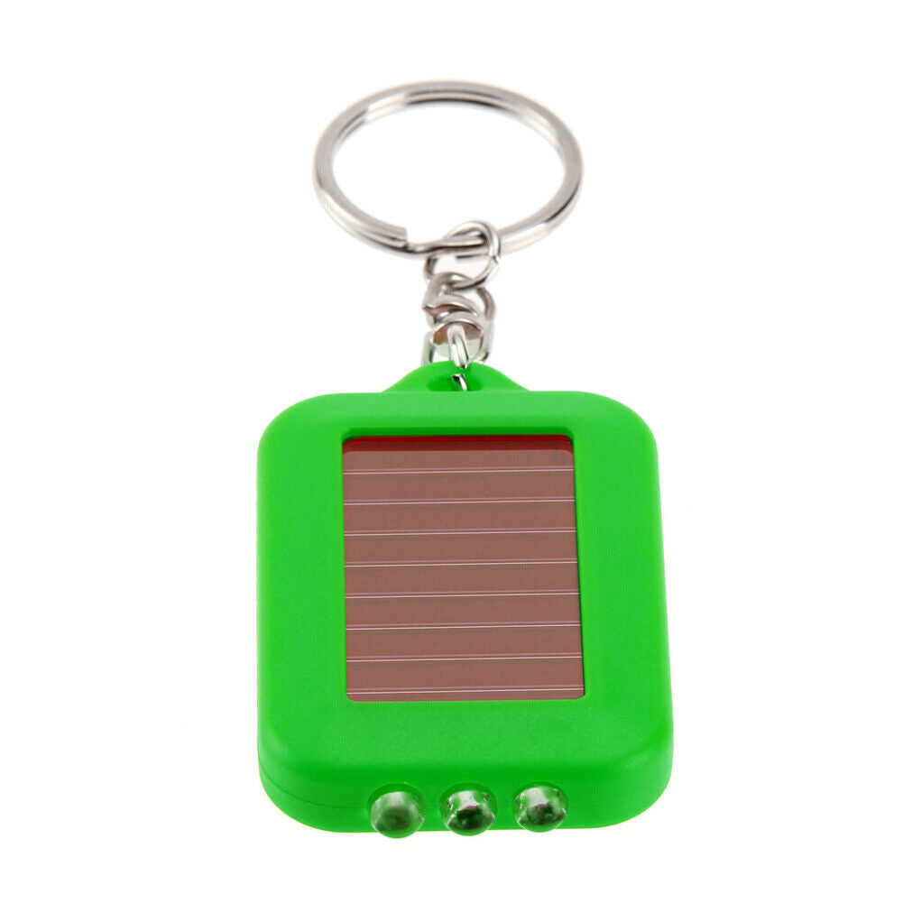 Mini Portable Solar 3 LED Light Keychain Camping Torch Flashlight (Green)