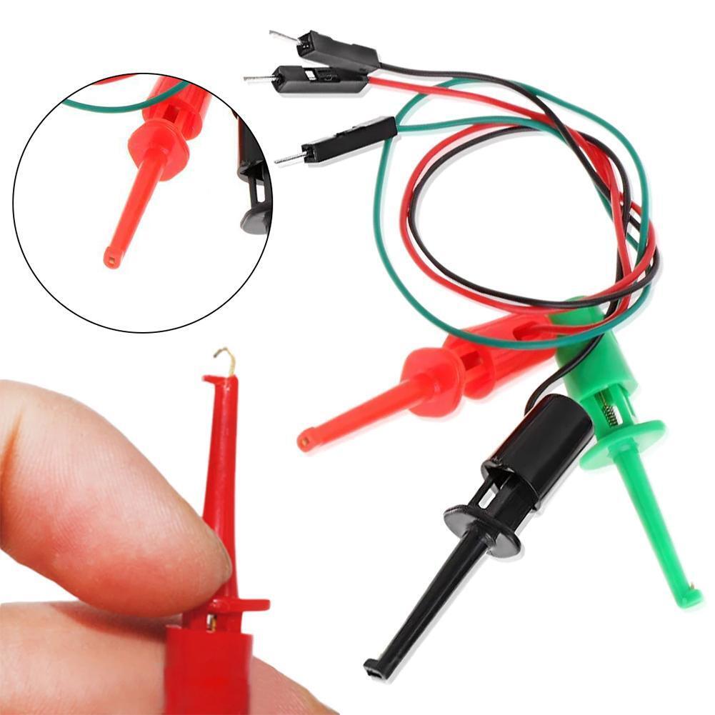 3pcs Test Hook Testing Clip Transistor Tester with Male Head DuPont Line