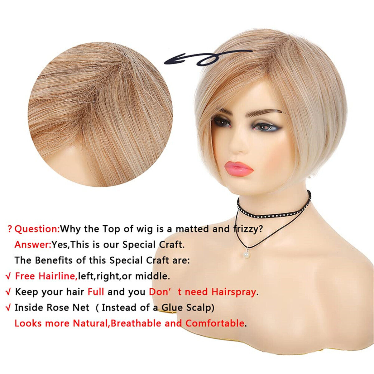 Fashion Women Short Blonde Straight Bob Wigs Synthetic Full Hair Party Costume