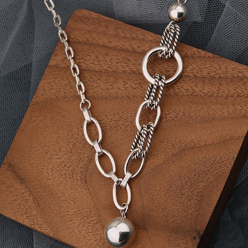Round Bead Chain Stitching Simple Style Personality Pendant Necklace Jewelry
