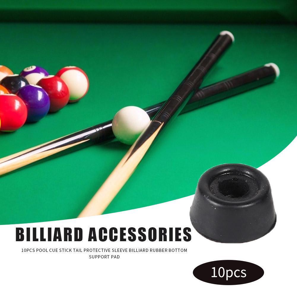 10pcs Pool Cue Tail Protective Sleeve Billiard Rubber Bottom Support Pad