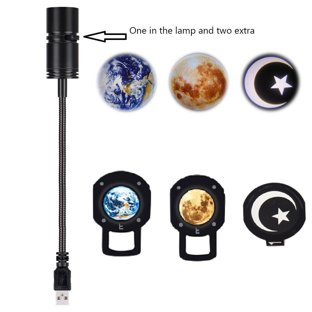 LED Moon Earth Projector Lamp Photo Atmosphere Bedroom Rotating Night Light