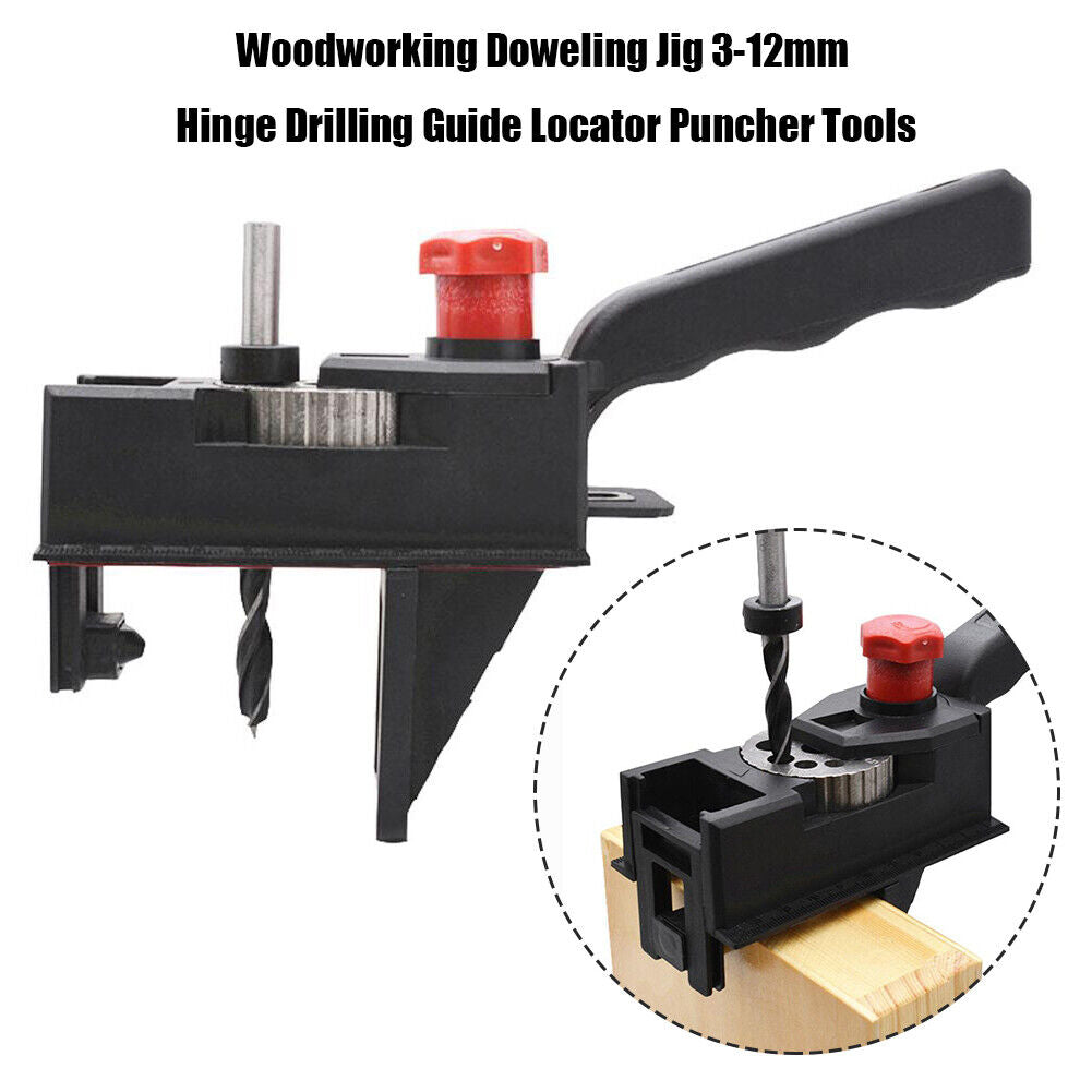 Woodworking Doweling Jig 3-12mm Hinge Drilling Guide Locator Puncher Tools