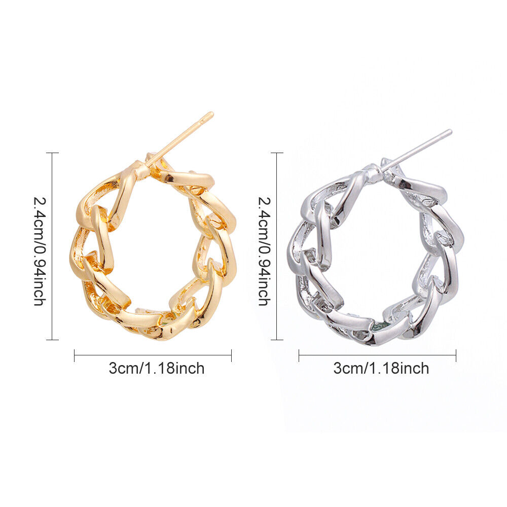 color Jewelry Metal Wedding Hollow Chain Round Earrings Hoop Earrings Geometric