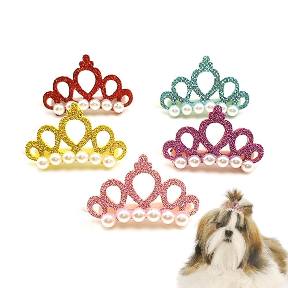 Cat Grooming Pet Headwear Crown Shape Bow-tie Hairpin Dog Bowknot Hair Clip