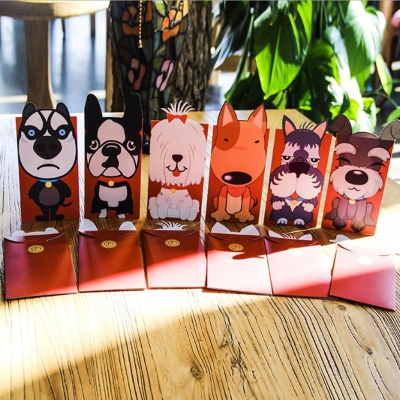 6pcs Dog Red Envelope To Fill In Money Chinese Tradition Hongbao Gift Present