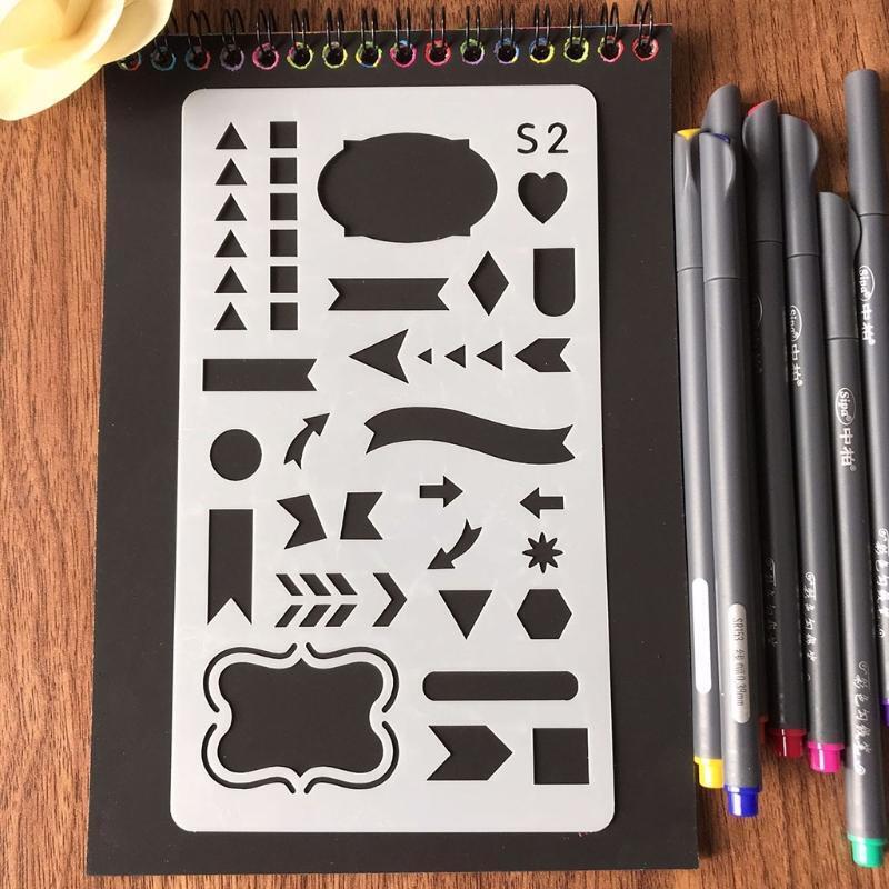 36Pcs Drawing Template Ruler DIY Painting Template Geometric Hollow Out Painting