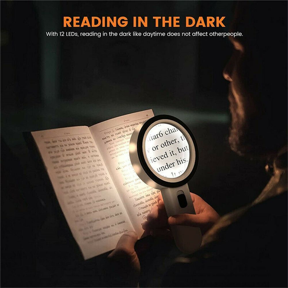 Handheld Seniors Reading Magnifying Glass 30X With LED Illuminated Magnifier