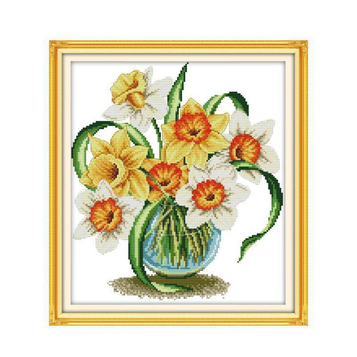 Floral  Stamped Kit DIY Full  of Embroidery Starter Kits