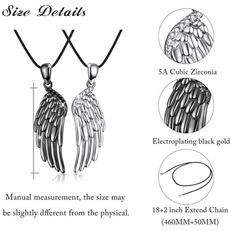 Fashionable 2 Pcs Angel Wing Couple Necklace Feather Pendant Clavicle Chain Gift