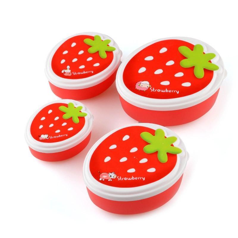 4 Pcs Cute Lunch Box Set Bento Box Food Storage Container Not Easy to Leak