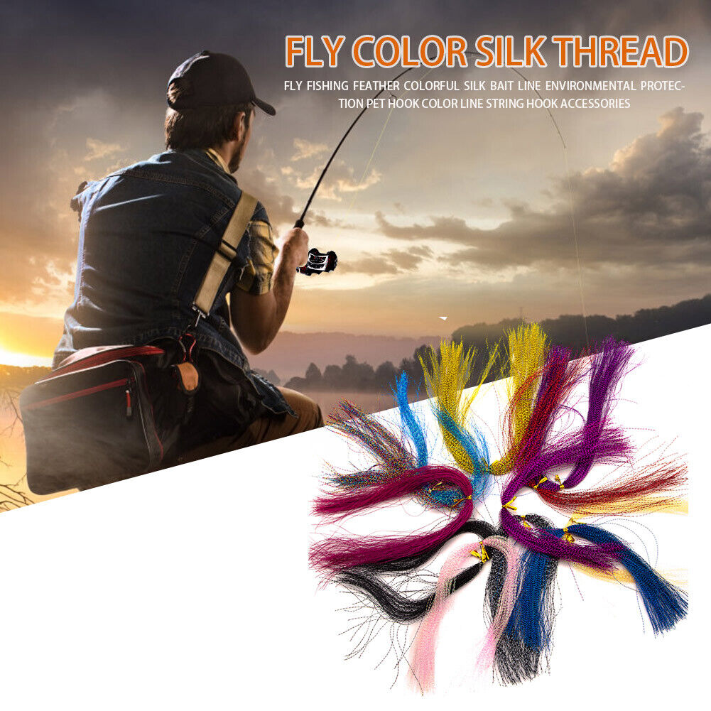 100pcs Fly Tying Material Fishing Tackle Silk Lure Feather Hook String Line