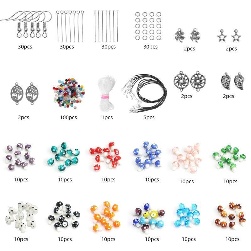 120x Mixed Mushroom Charm Bead Spacer Loose Beads Jewelry Findings Charm Decor