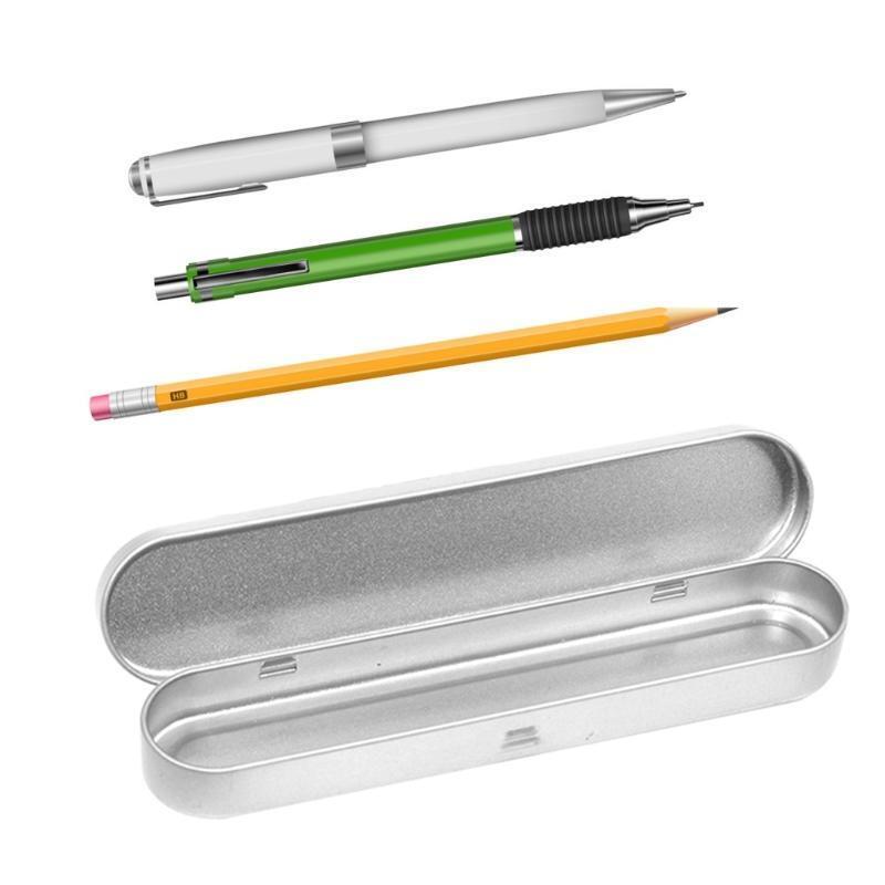 Small Pencil Case Rectangular Empty Hinged Tins Box Containers Storage Case