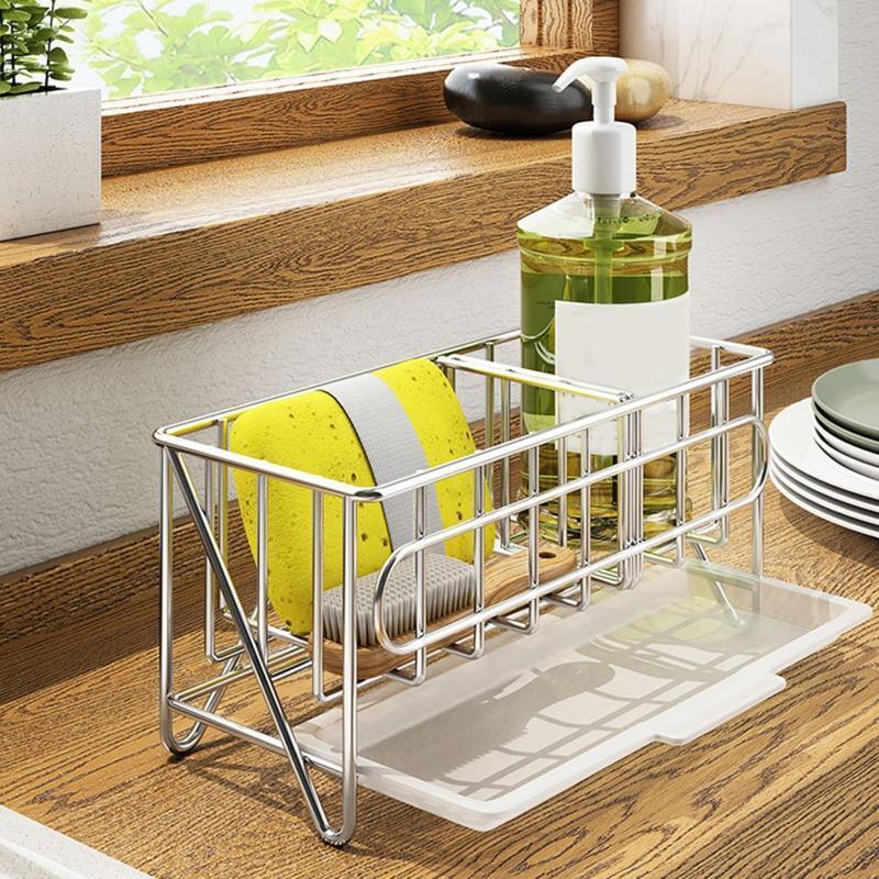 Countertop Stainless Steel Sponge Holder Rust Proof Anti Slip Storage Rack