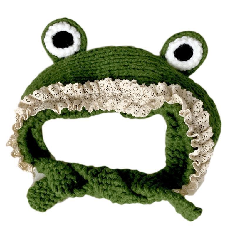 Trendy Woolen Hat Fashion Frog Knitted Hat Headband Beanie Hat Gift for Xmas