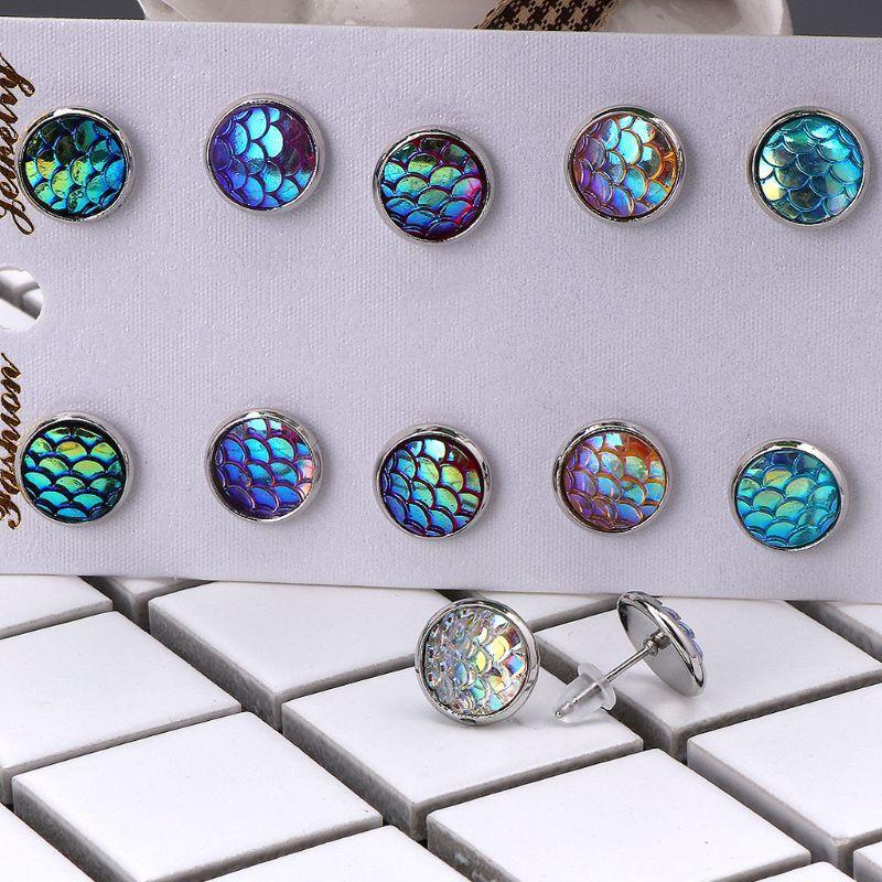 Beautiful Fish Pattern Stud Earrings 6 Pairs/Set Popular Earrings for Daily Wear