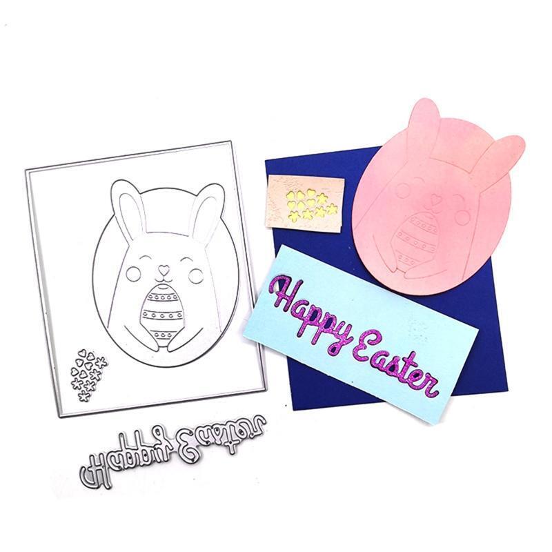 Happy Easter Rabbit Metal Cutting Dies Stencil DIY Scrapbooking Embossing Tool