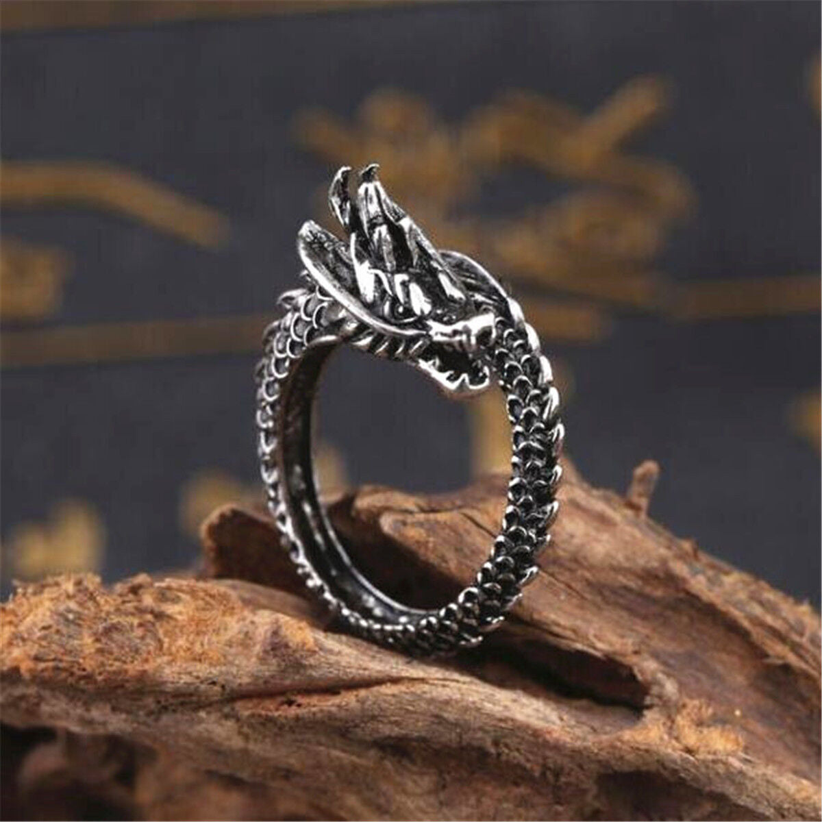 Adjustable Alloy Fashion Open The Dragon Ring for Men Finger Rings