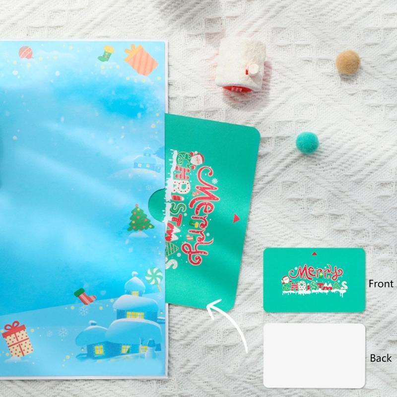 Xmas Pop Up Greeting Cards Party Blank Invitation Cards with Envelope Hand Craft