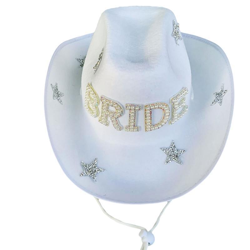 Stars Cowboy White Hat All-match Letter BRIDE Western Cowboy Hat for Girlfriend