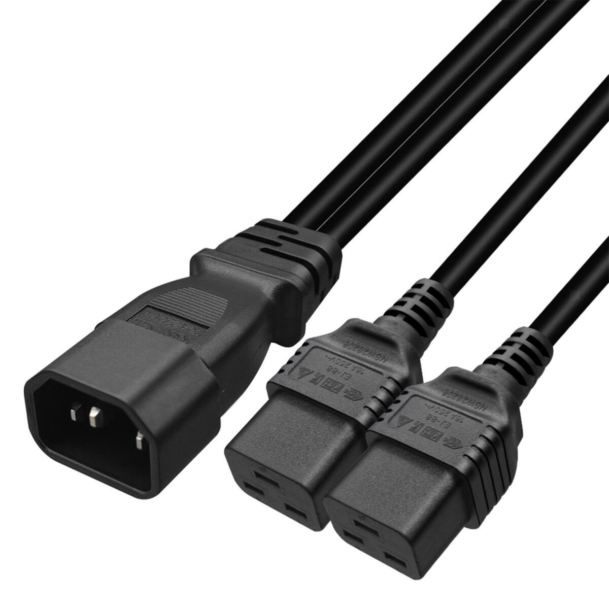 IEC320 C14 to IEC320 C19 Y Splitter Power Cord Extension Cord Splitter for