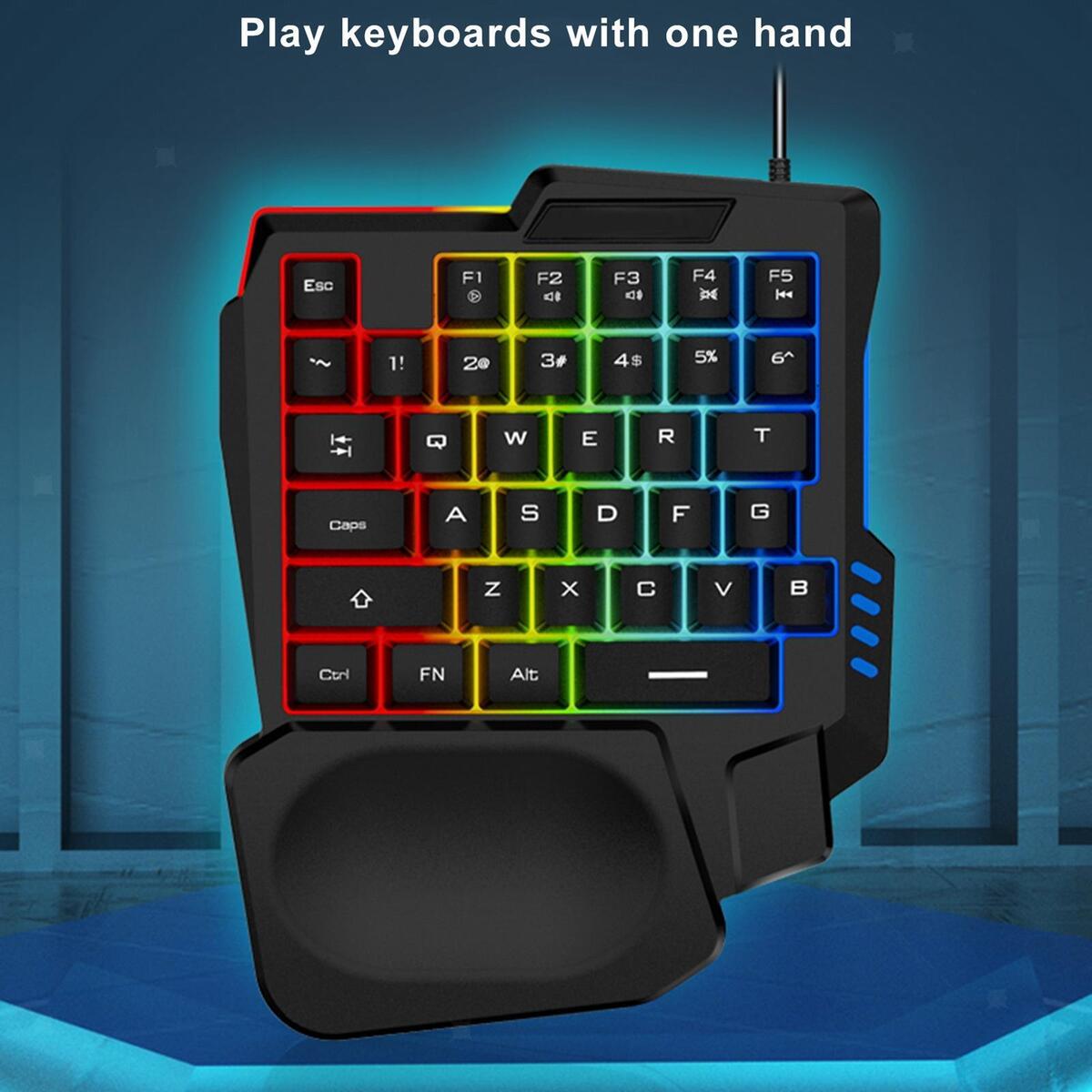 Gaming Keypad RGB Backlit Small One-Handed 35-Key Portable for Video Gaming