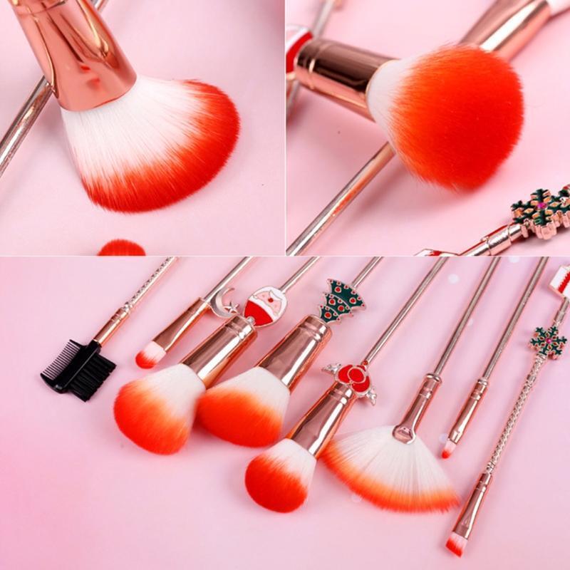 8pcs Christmas Elk Makeup Brushes Set Foundation Powder Eyeshadow Cosmetic Brush