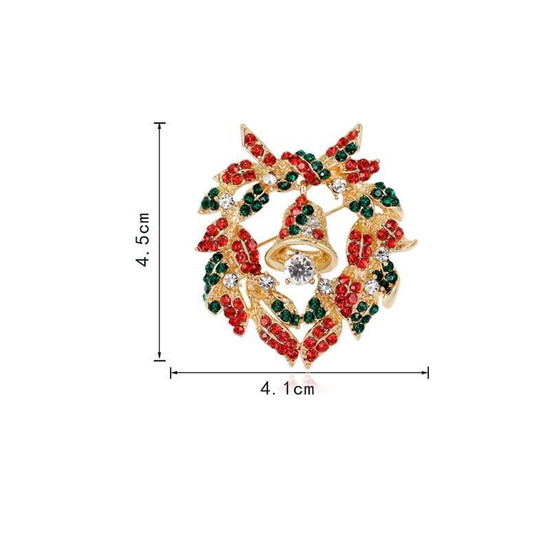 Christmas Brooch Pins Shiny Garland Bell Jewelry Fashion Women Gifts Decoration
