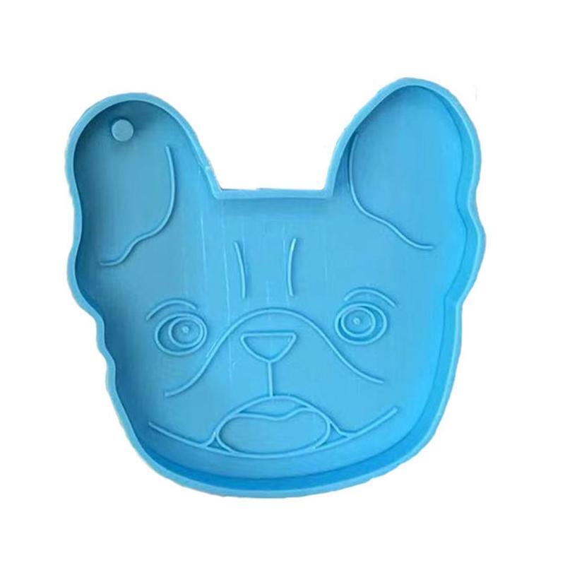 DIY Necklace Pendant Earrings Crayons Clay Crafts Bulldog Dog Head Keychain Mold