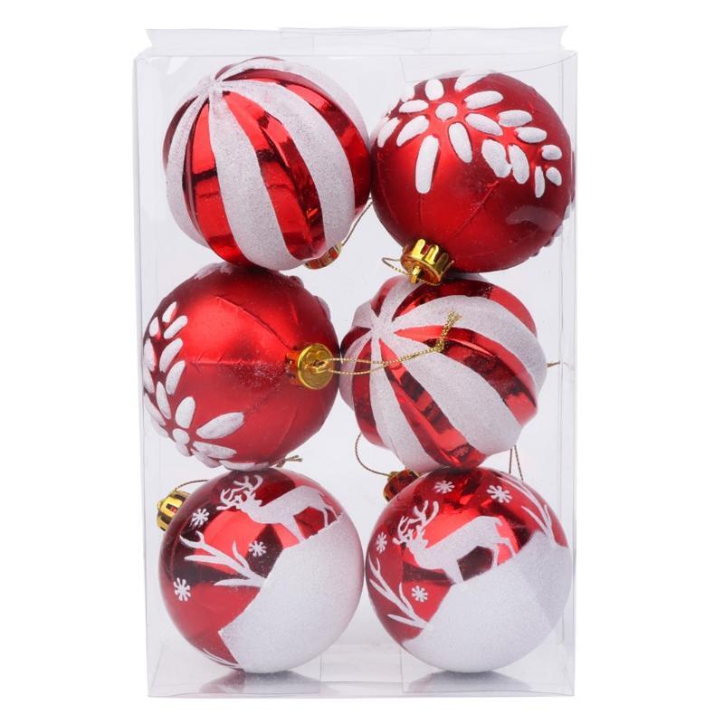 3.15'' Christmas Balls Shatterproof Painted Ornaments Party Decorations Set of 6