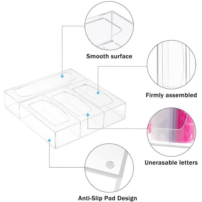 Acrylic Ziplock Bag Storage Box Dispenser Food Storage Bag Case Organizer